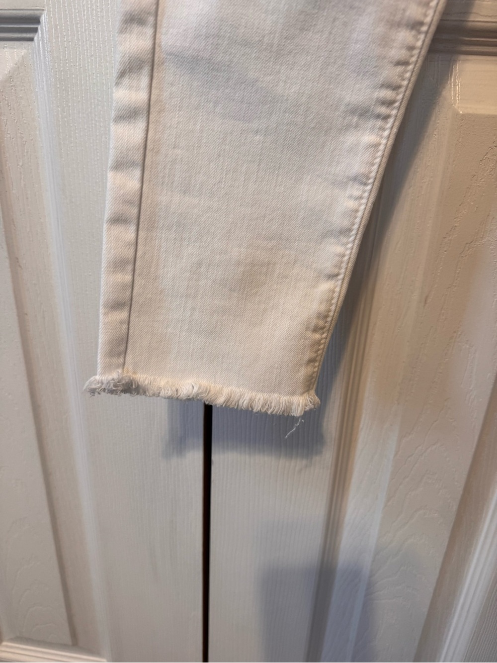 Loft White Denim High-Rise Skinny Jeans Zipper Frayed Hem Size 27 - Picture 3 of 11